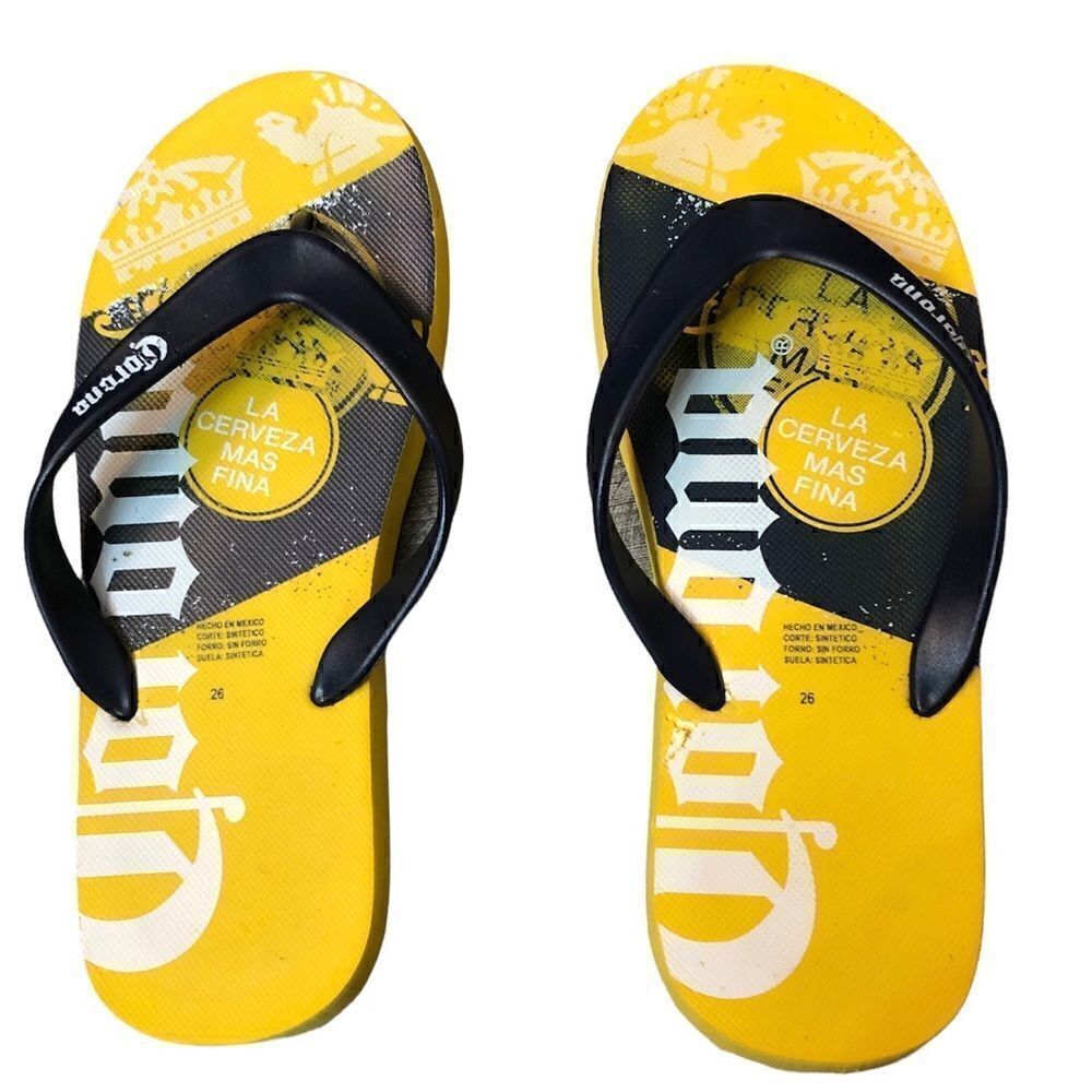 Corona yellow and blue foam flip flops